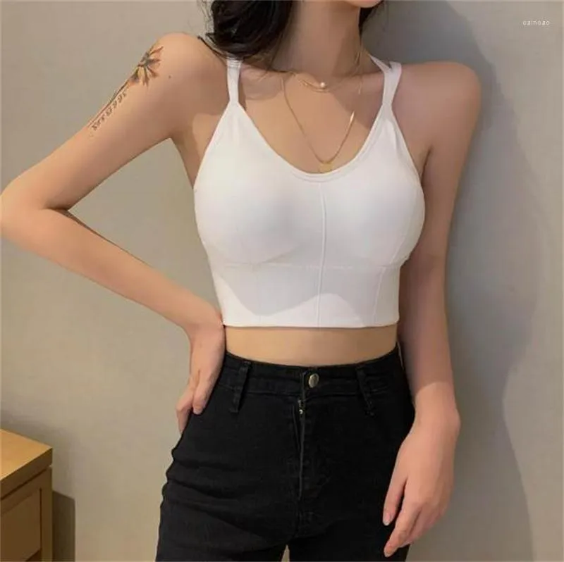 Kvinnors tankar Kvinnor Summer Camis Vest Fashion Sleeveless Tube Top Elasticity Ladies Street Tops Tees med bröstkudde B3141