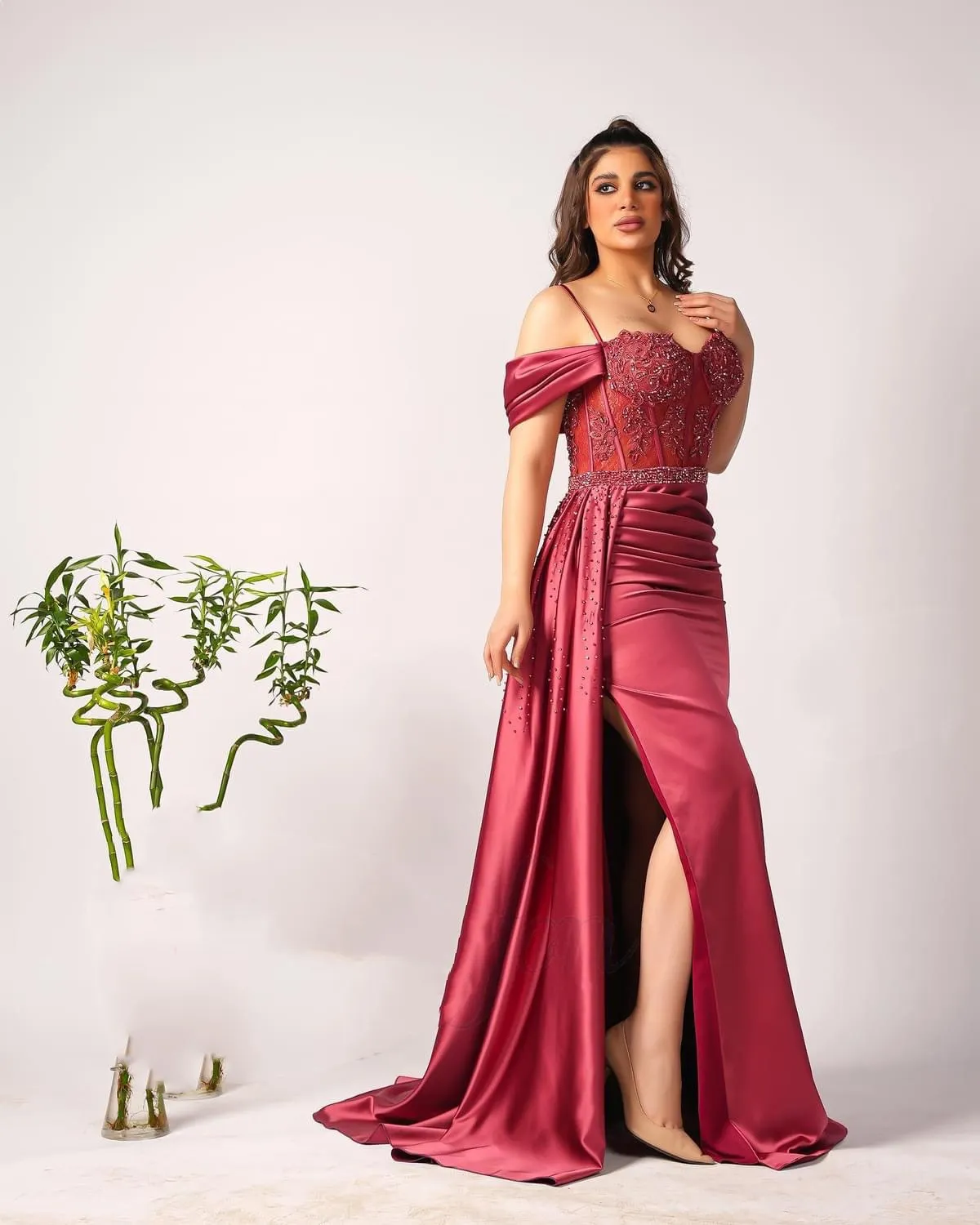 2023 Aso Ebi Burgundy Mermaid Prom Dress Lace Beaded Evening Formal Party Second Reception Birthday Bridesmaid Engagement Gowns Dresses Robe De Soiree ZJ358