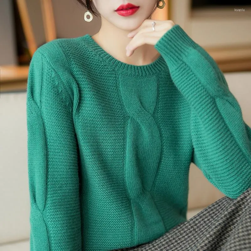 Women's Sweaters Merino Wool Sweater Women's Crew Neck Pullover Autumn And Winter Fashion Knitted Korean Bottoming Shirt Tops