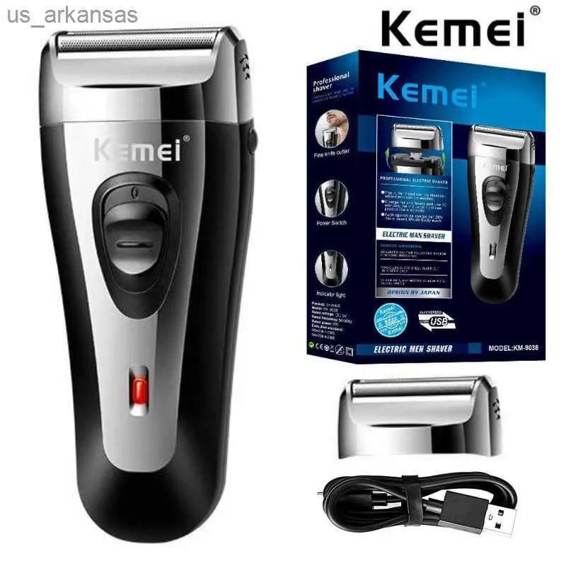 Kemei Puissant Rasoir Rechargeable Pour Hommes Foil Rasoir Électrique Barbe Tête Rasage Électrique Rasoir Facial USB avec maille supplémentaire L230523