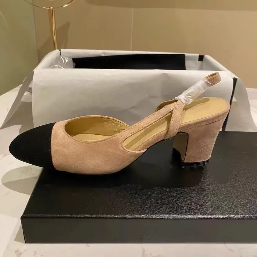 Sandali classici di design Scarpe da sposa da donna di alta qualità tacchi spessi estivi moda diapositive a testa tonda 100% pelle Sandali con plateau di grandi dimensioni da ufficio Wirh Box