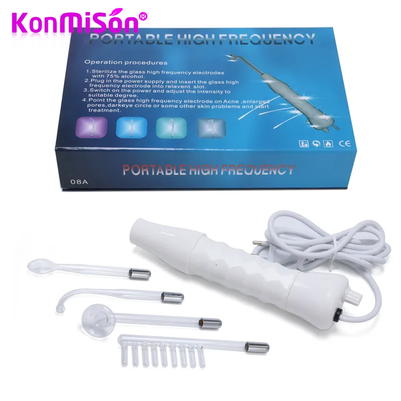 Massaggiatore per il viso 4 in 1 Macchina per il viso ad alta frequenza Elettrodo Tubo di vetro Rimozione della bacchetta Acne Spot Antirughe Cura della pelle Spa Strumenti Uso domestico 230609