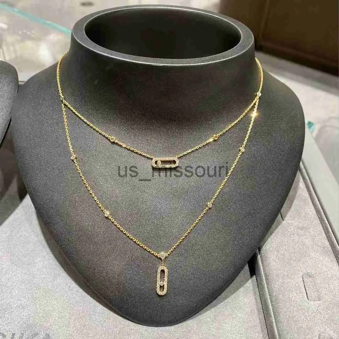 Pendant Necklaces 100 925 sterling silver double layer pendant women's necklace 1 Original French luxury jewelry Holiday gift J230612