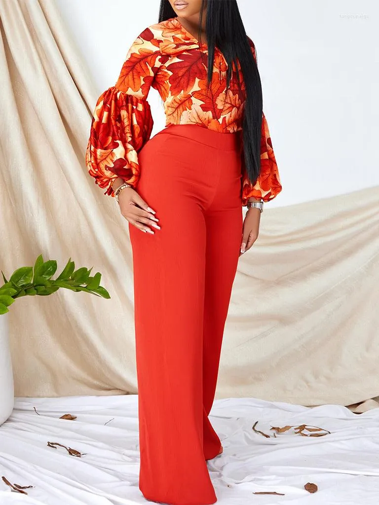 Classy Printed Palazzo Pants Matching Set Set With Wide Leg And Puff  Sleeves Perfect For Office And Work Wear From Tangcupaigu, $35.68
