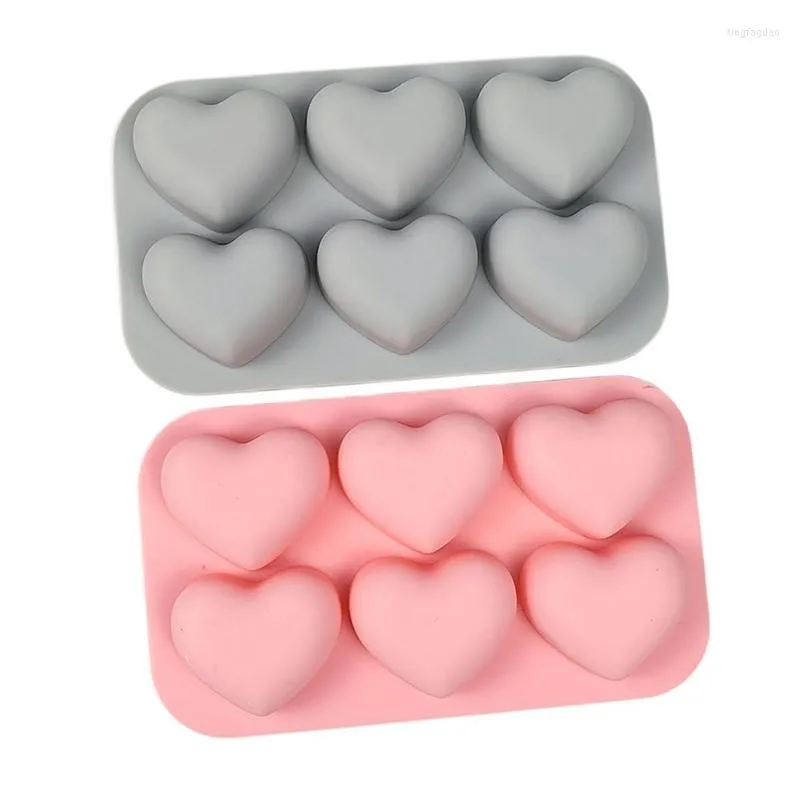 Baking Moulds Valentine 6 Cavities Heart Silicone Soap Mold DIY Love Making Chocolate Candle Gifts Craft Supplies Home Decor