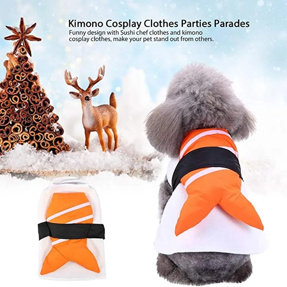 Giyim Yeni Cadılar Bayramı Köpek Kostüm Suşi Şef Kıyafetleri Noel Pet Komik Kimono Cosplay Giyim Pet Festival Bulldog için