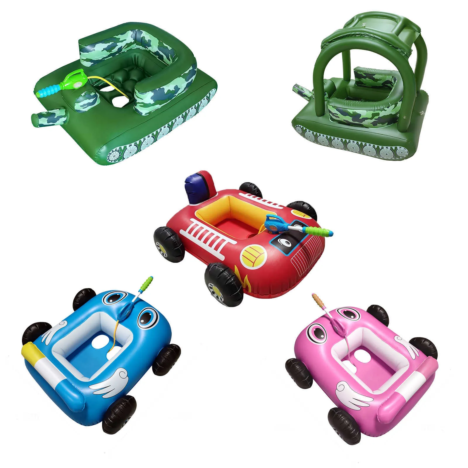 Inflatable Floating Pool Boat Tube With Spray Car And Toddler Swimming