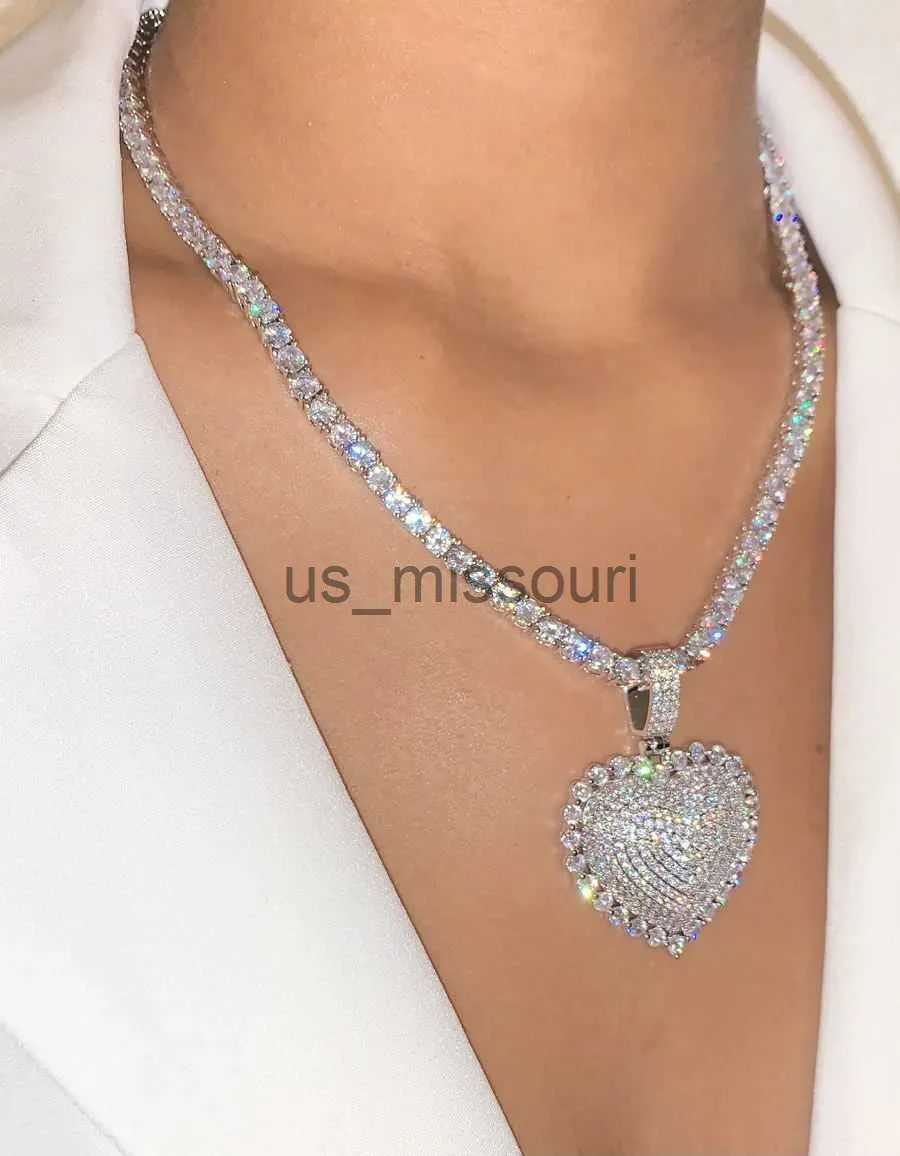 Collana tennis con ciondolo a cuore e zirconi per donna_voghion.com