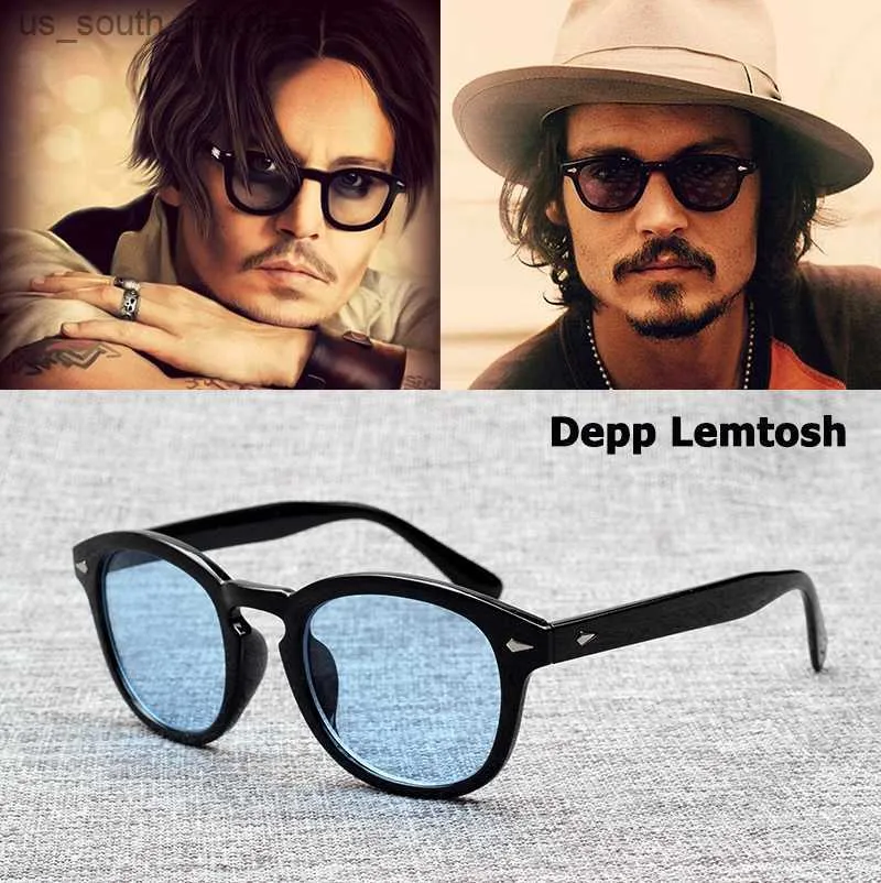 Jackjad 2021 mode Johnny Depp Lemtosh Style Solglasögon Vintage Round Tint Ocean Lens varumärkesdesign Sun Glasses Oculos de Sol L230523
