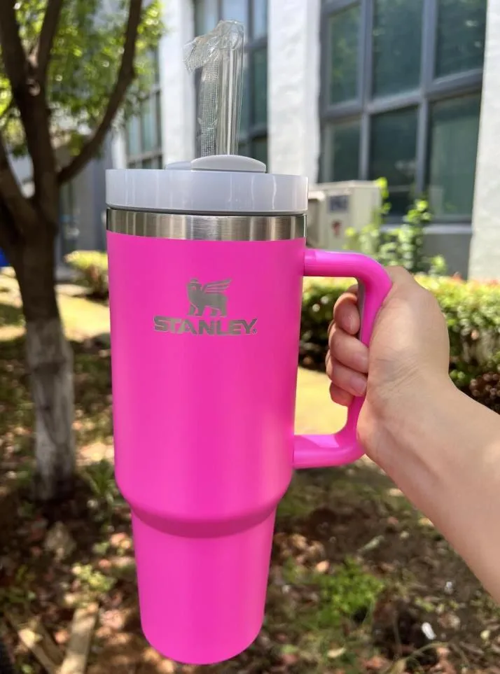 Hot Pink Stanley Quencher Tumblers H2.0 40oz Stainless Steel Cups With  Silicone Handle Lid And Straw 2nd Generation Car Mugs Keep Drinking Cold Water  Bottles From Allanhu, $3.93
