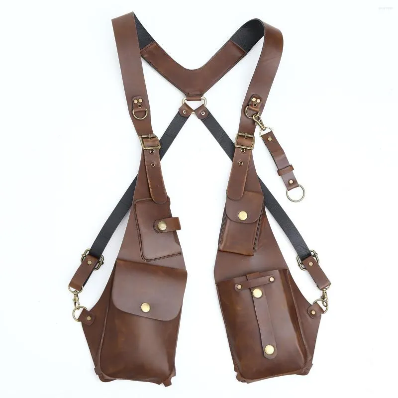 Belts Medieval Steampunk Leather Shoulder Holster Bag Vintage Phone Wallet Pocket Festival Travel Vest Purse Viking Pirate Costume