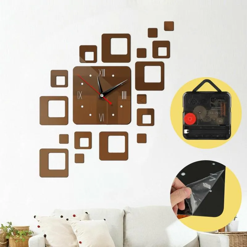 Wanduhren Kreative Geometrie Acryl Aufkleber Dekoration Vintage DIY Kombination Punkt Römischen Stil Uhr Für Wohnzimmer