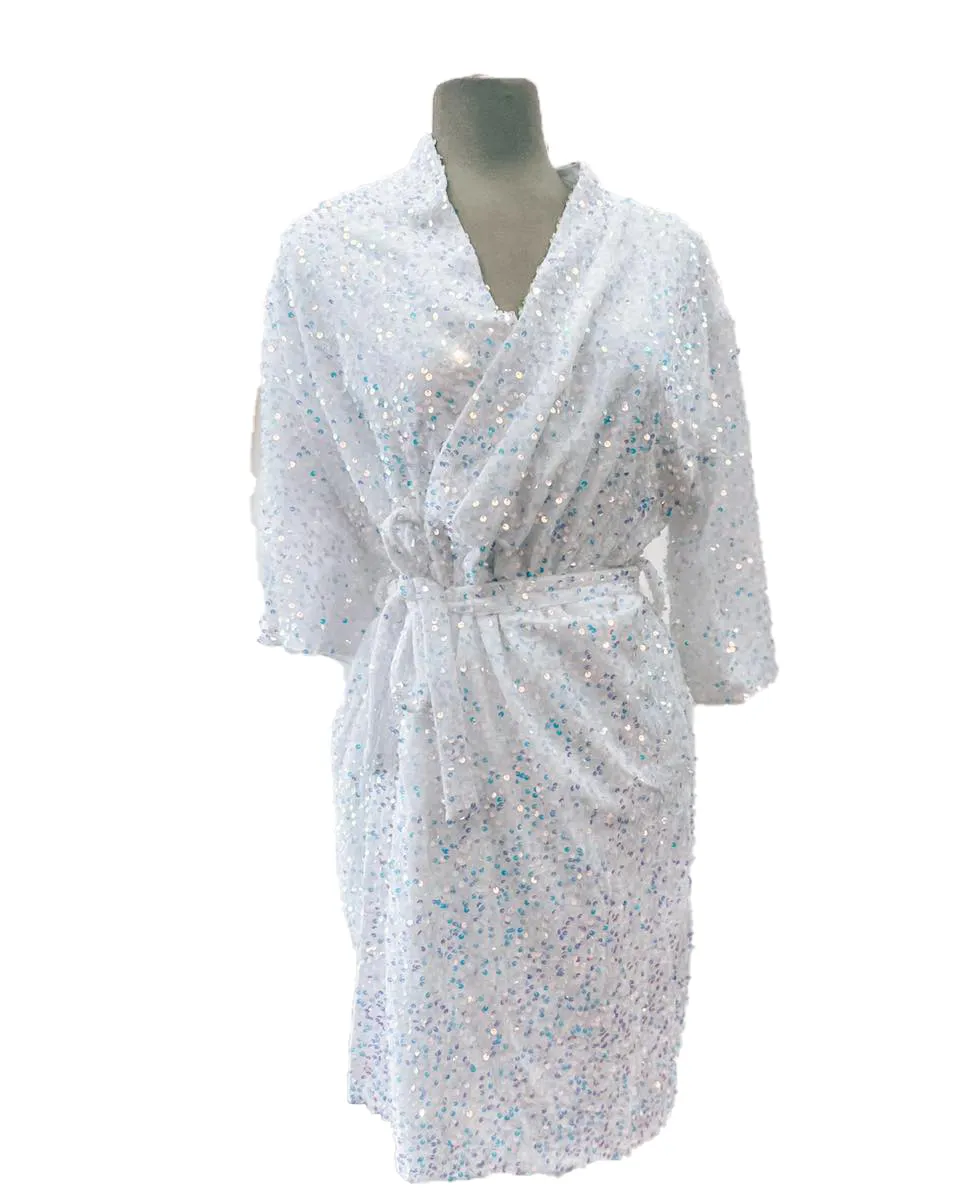 Velvet Sequin Bridal Shower Beach robe womens - Personalized Wedding Gift for Bridesmaids, Bachelor Party, Quince Quiranera - Long Sleeve One-Size