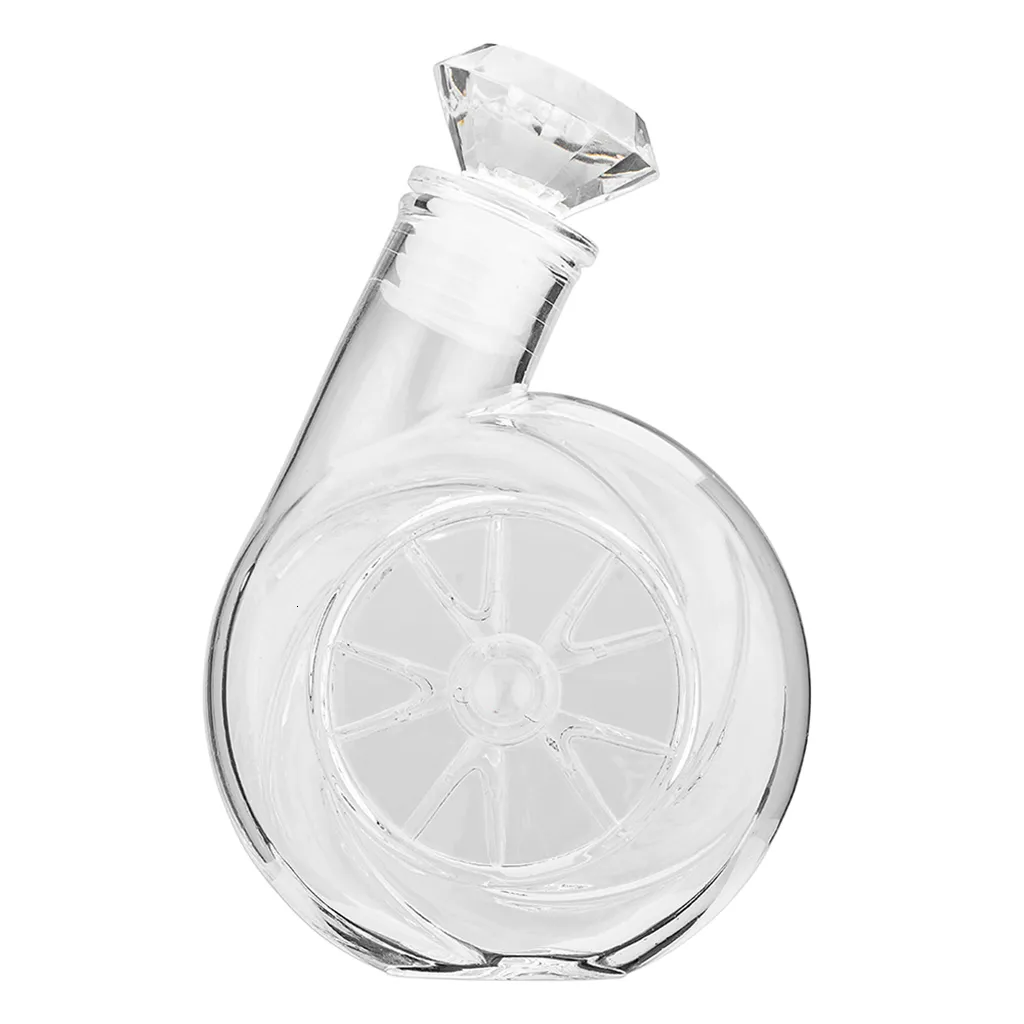 Blower Shaped Glass Decanter with Airtight Ornate Stopper for Wine Bourbon Brandy Liquor Water European Style