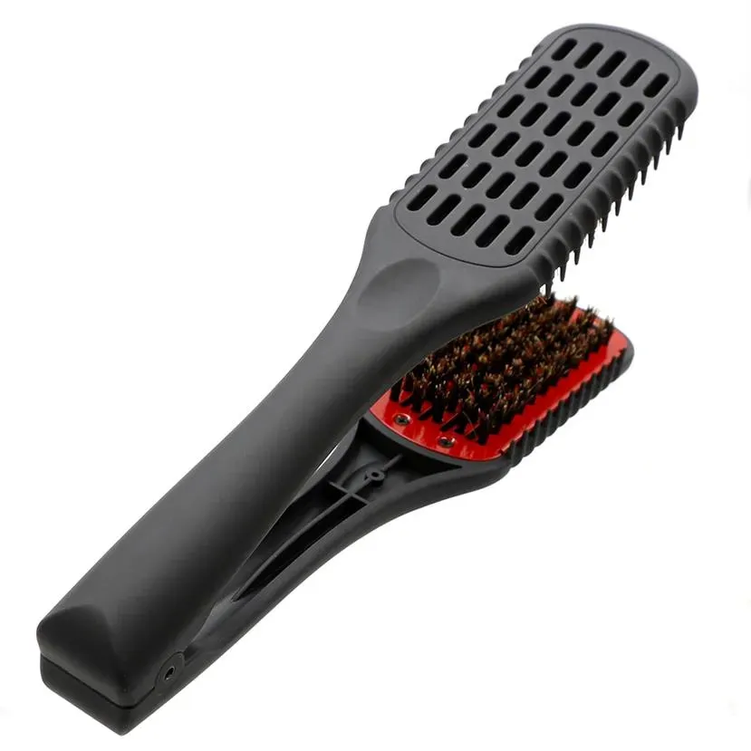 V Shaped Double Sided Straightening Comb With Dual Bristle Hair Brush
