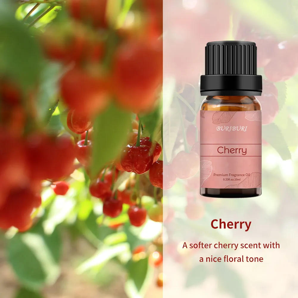 BURIBURI Cherry Essential Oil 100% Pure 10ml, Undiluted, Natural, Organic Aromatherapy  Oil For Diffusers, Soap Making Candles From Buridunhuag, $2.67