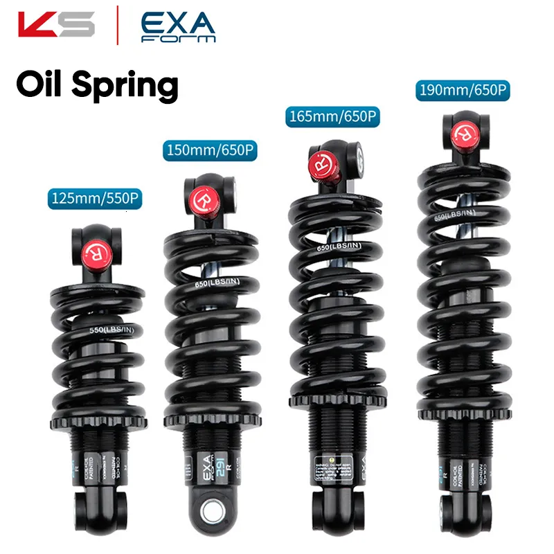 Bike Groupsets KS Bicycle Rear Shocks Mountain Oil Spring Shock MTB Electric Absorber Suspension Part 125mm 150mm 165mm 190mm 230612