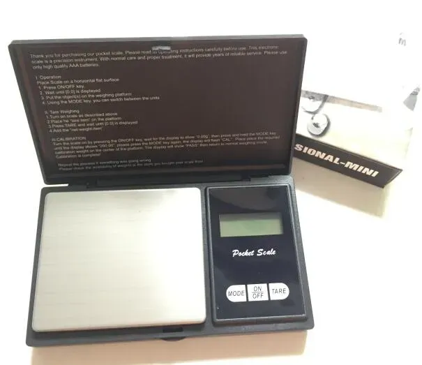 Electronic Black Digital Pocket Weight Scale 200g 0.01g 500g 0.1g Jewelry Diamond Scale Balance Scales LCD Display with Retail Package