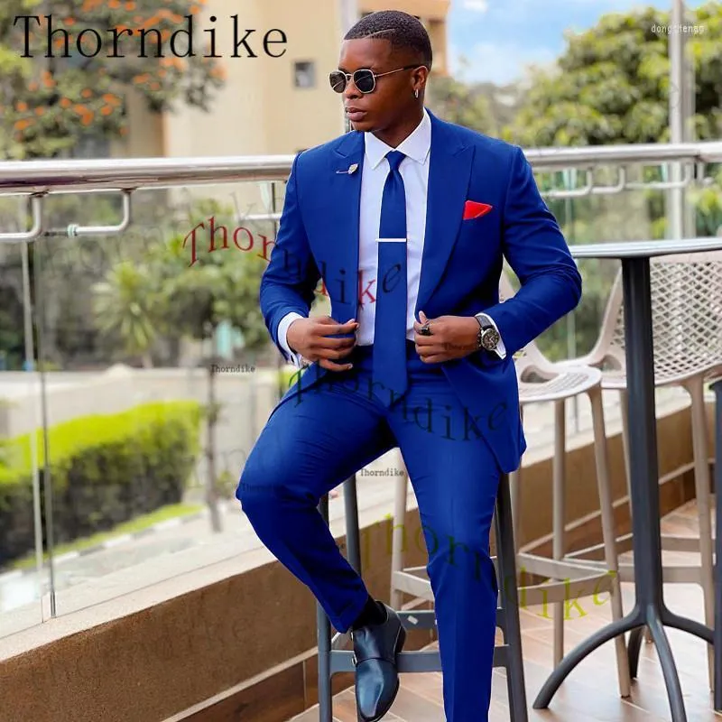 Herrdräkter herrar thorndike 2 -stycken Men's Formal Set Royal Blue Purple Gentleman Classic Men for Wedding Elegant