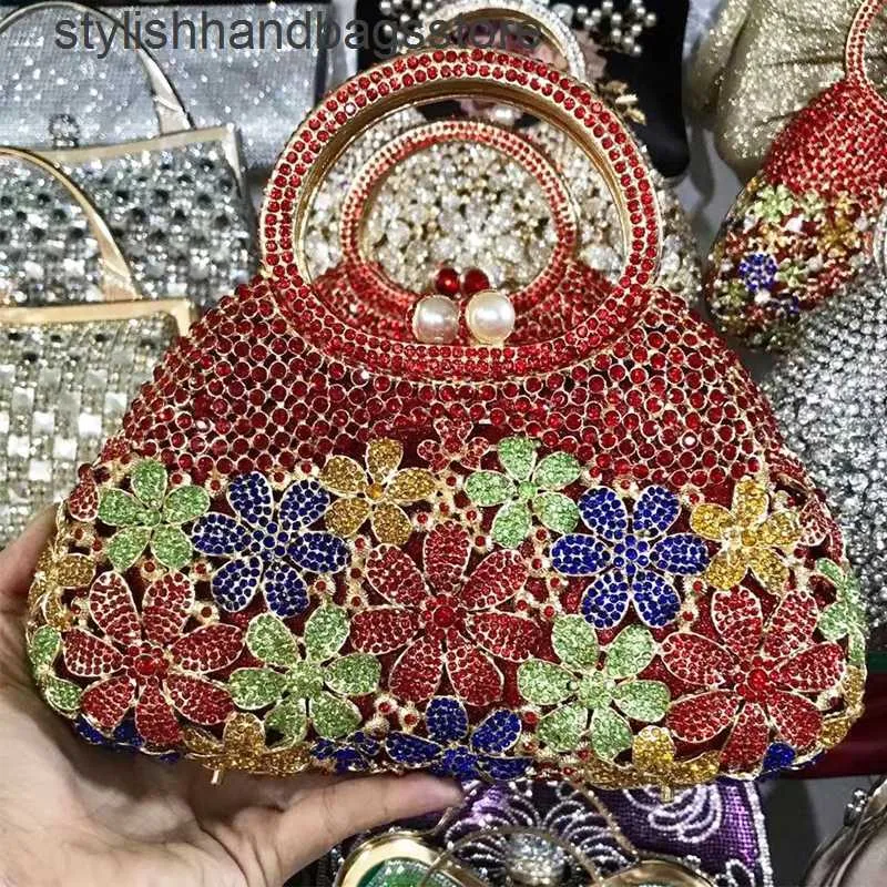 Gold Metal Pearl Clutch Bag for Women White Crystal Bridal Wedding Handbag Fashion Tote