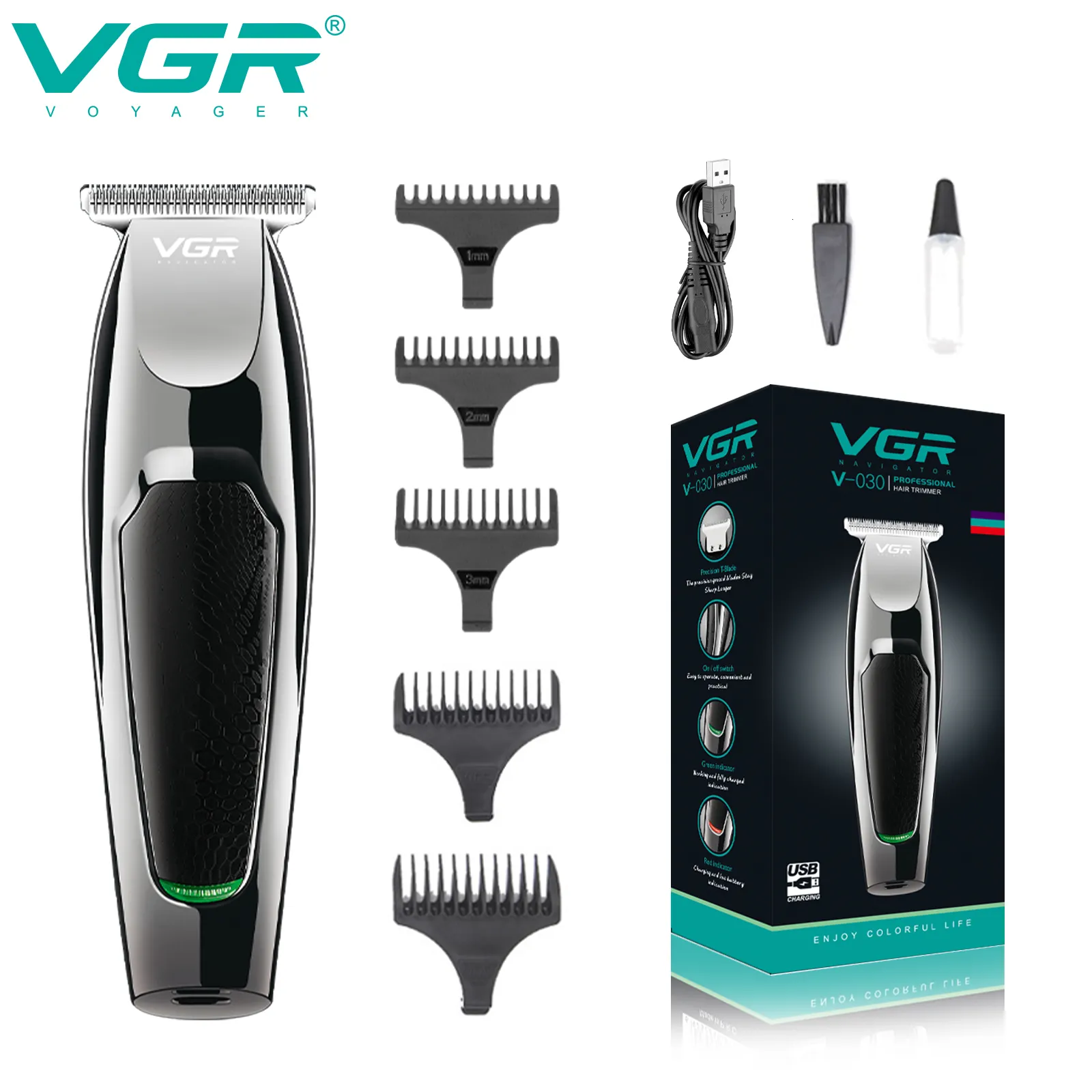 Hair Trimmer VGR Hair Cutting Machine Rechargeable Haircut Machine Cordless Hair Trimmer Professional Hair Clipper Trimmer for Men V-030 230613