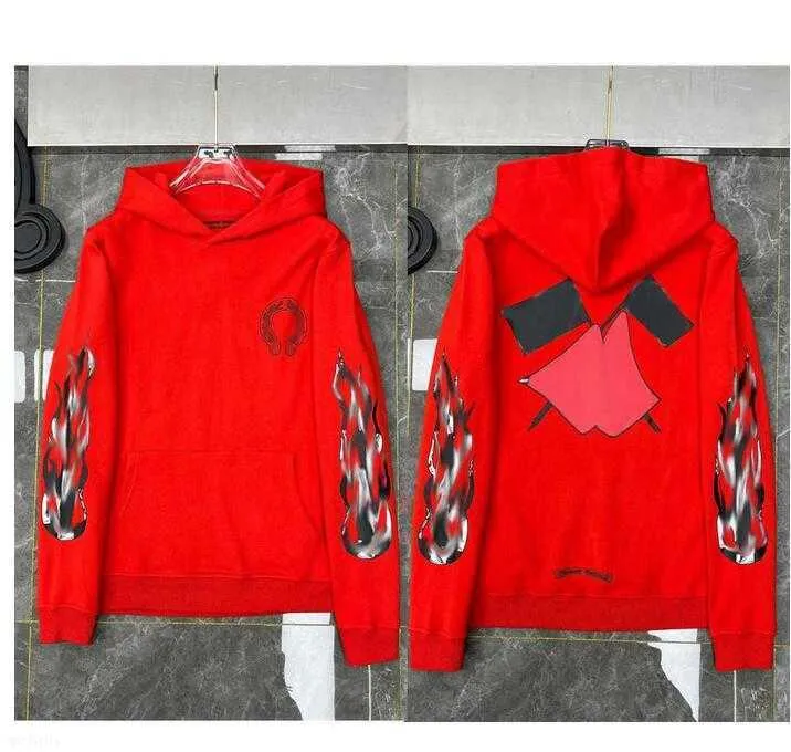 Sweatshirts hoodie hoodies högkvalitativ krom // hjärta net röda parkläder ins eld ch