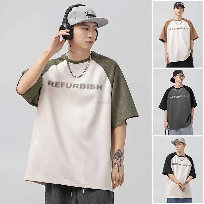 Mens t shir 2023 designer shirt 280g Suede Raglan Sleeve T-shirt for Men and Women Spring/Summer Fashion Brand Printing Short Sleeve polo shirt