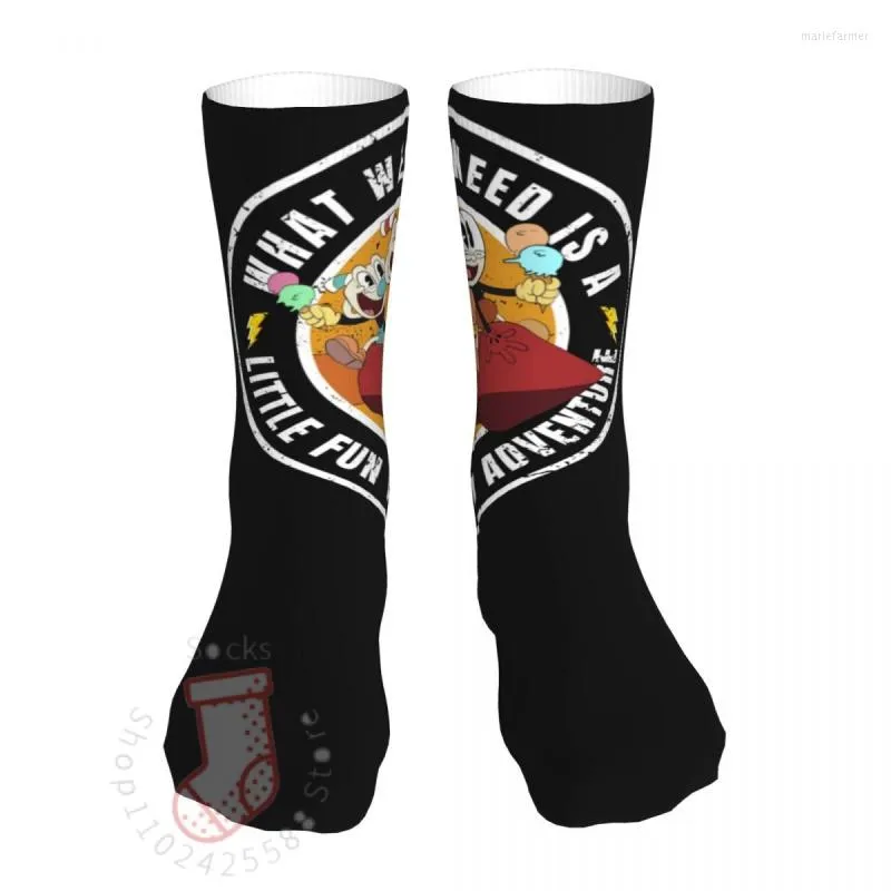 Meias Masculinas Happy Funny Masculino Masculino Feminino Casual Life Cuphead Mugman Retro Games Meias Esportivas O Ano Todo