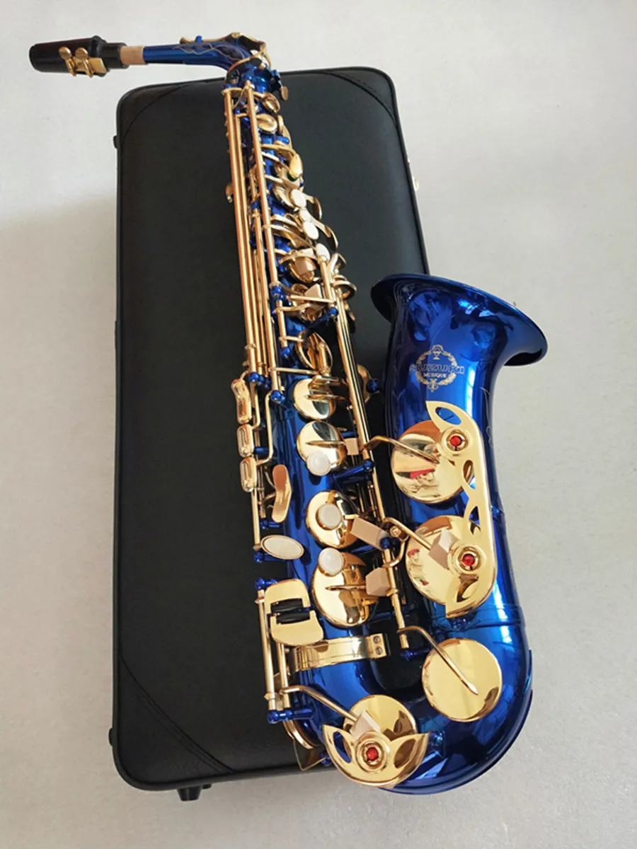 Japan Suzuki Alto Saxophone E-Flat Sax Blue Alto Mouthpiece Ligature Reed Neck Musical Instrument With leather box