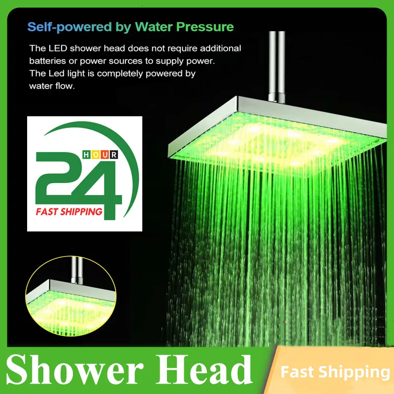 LED Rain Shower Head - High Pressure, Color Changing, Temperature ...
