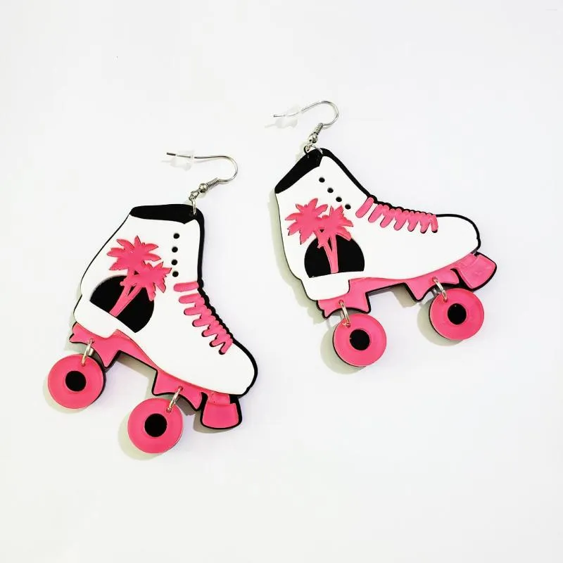 Dangle Earrings Pink Cute Girl's Coconut Tree Roller Skates Drop Fashion Acrylic For Women Incoming Sample Custom Make