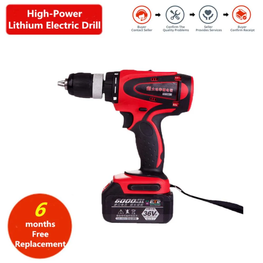 Boormachine 13mm HighPower Litium Electric Drill 36vf Borstless Cordless Borr 54N.M Electric Screwdriver 2SPEEDS MTSERIES Power Tools