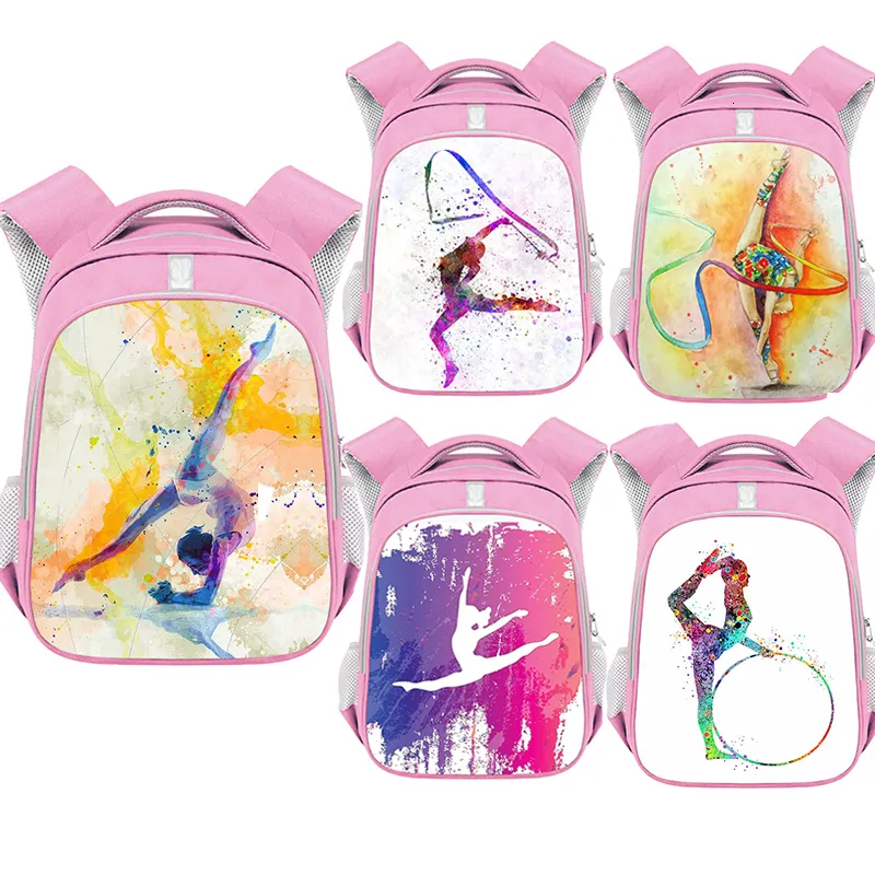 Backpacks Rhythmic Gymnastics Printed Backpack Girl 1316 Inch School Bag Large Capacity Travel Storage Dance Athlete 230613