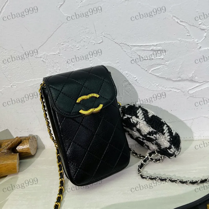 Klasik Tasarımcı Kadın Omuz Çantası Clamshell Elmas Donanım Cep Telefon Çantaları Kart Tutucu İki Parçalı Yün Para Çantası Kozmetik Kılıfı 18x10cm