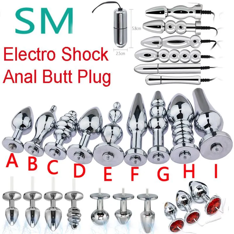 Produkter elektriska chock rostfritt stål puls vaginal anus plugg rumpa anal plug e stim för män prostata massage elektro medicinsk tillbehör