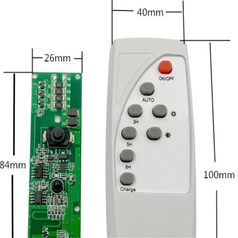 Radar de control remoto Lámpara solar con sensor de cuerpo humano Control remoto 3.2v 3.7v