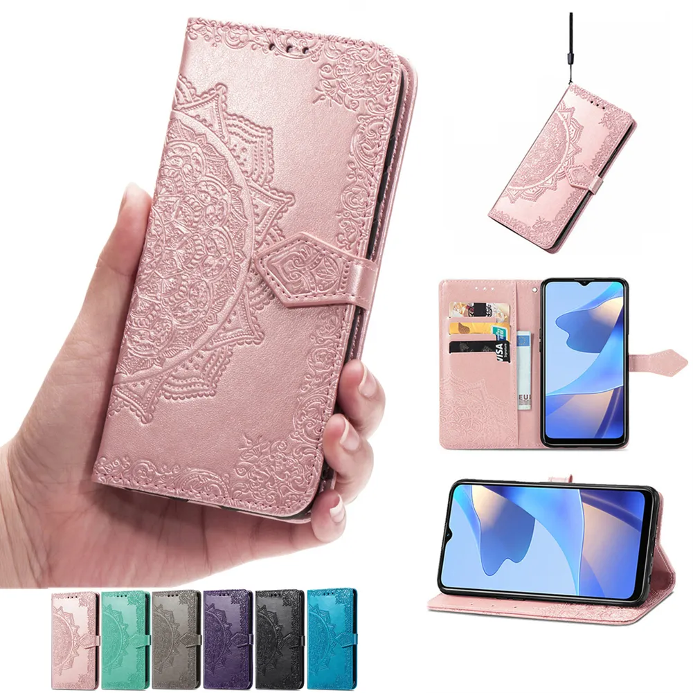 Handyhüllen für OPPO A52/A53/A53S/A54/A54S/A55/A56/A57/A57E/A58/A58X/A72/A74/A76/A77/A78/A83 PU-Lederbezug Blumen