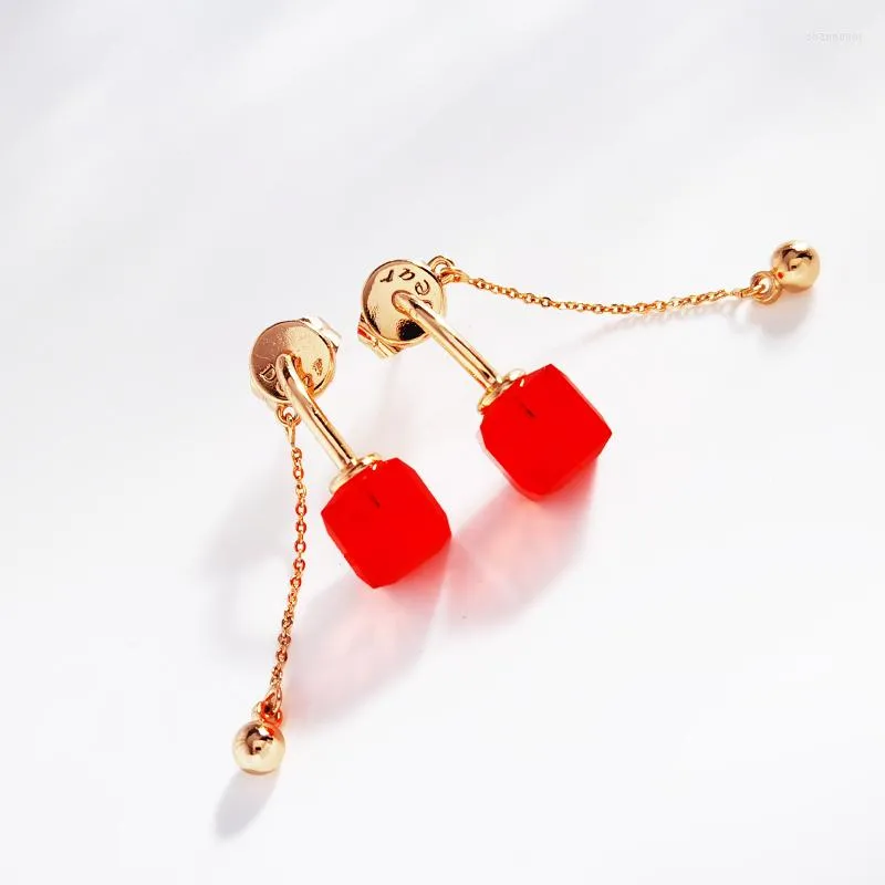 Studörhängen Kvinnor gjord med österrikisk kristall för festtillbehör Fashion Cube Studs Girls Christmas Bijoux Gift