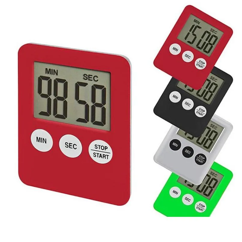 أجهزة ضبط الوقت المطبخ 7 ألوان صوتية إلكترونية LCD Digital Countdown Degute Agriciner Timelinder Mistolity Timer Timer Clock Clock Gadgets BH211 DH7MQ