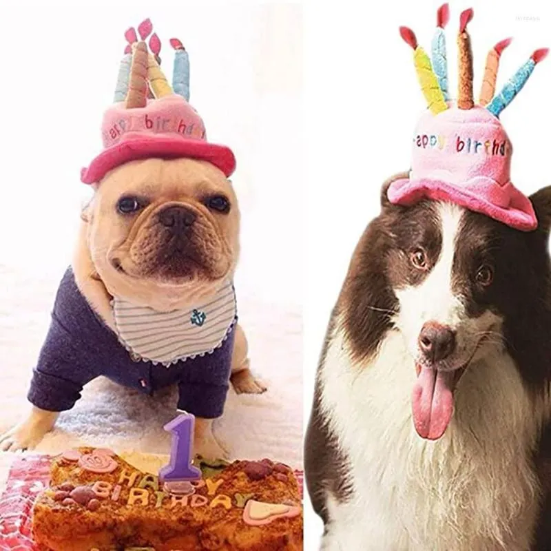 犬のアパレルソフトフリース猫の誕生日キャップケーキハット帽子ハロウィーンコスプレアクセサリーペットの再利用可能