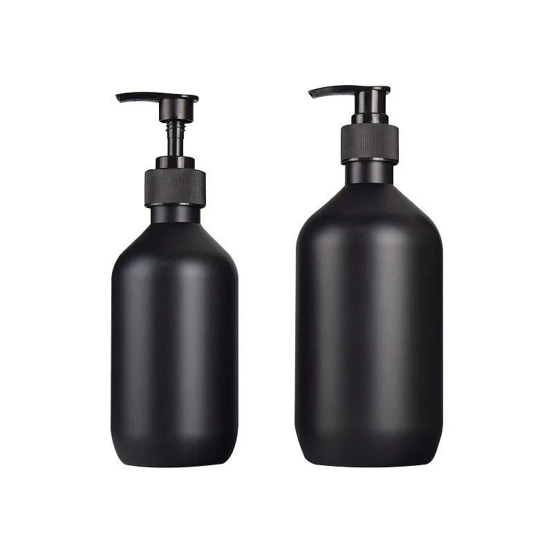 Dispenser di sapone nero opaco per lozione per le mani Shampoo per gel doccia Bottiglie da 300 ml Bottiglia in plastica PET da 500 ml con pompe per bagno Camera da letto e Ki Mxps