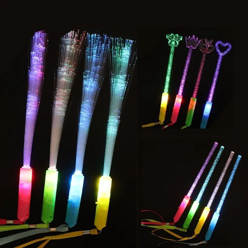 Andra evenemangsfestleveranser 12st Light Up Rod Glow Fiber Optic Wands Magic Sticks With 3 lägen Led Toys Birthday Present Wedding Party Christmas Christmas 230612