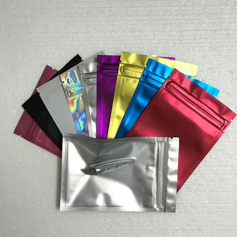 300pcs/działka 8.5*13 cm górna folia aluminiowa samoprzyszczeknia plastikowa torba na żywność Matte Mylar Mylar Baggies