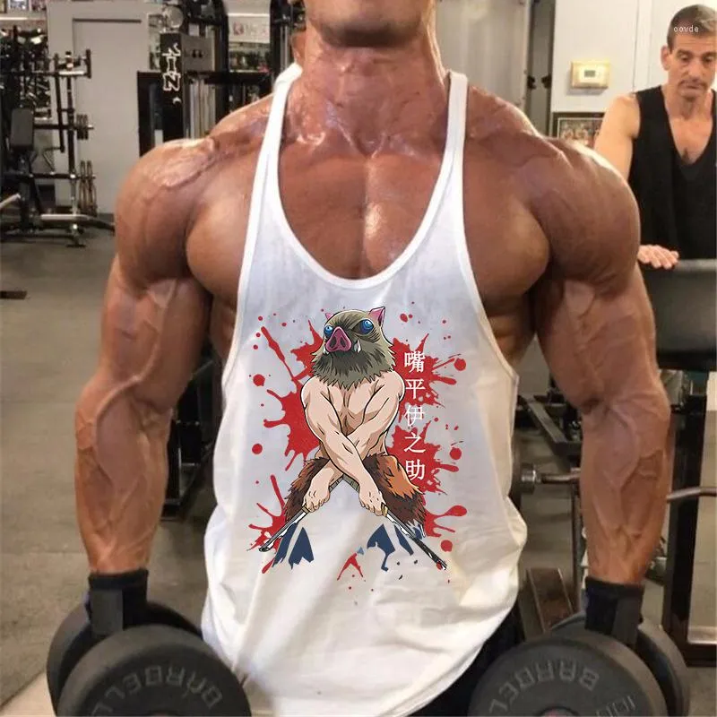 Anime Inosuke Print Stringer Mens Tank Tops Sleeveless Athletic Sweatshirt  With Y Back Vest For Gym, Fitness, And Bodybuilding From Covde, $12.19
