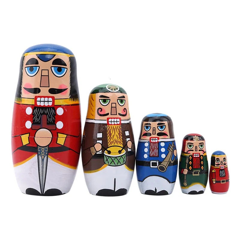 セール5 PCSSET WALNUT RUSSIAN HAND PAINTED HOME DECOR BIRTHDAY GIFTS BABY TOYS TOYS NESTING DOLLS WOODENSHKA 230612