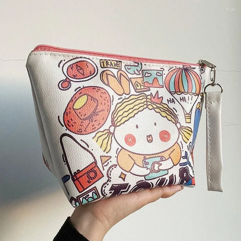 Depolama çantaları ins çanta Japon sevimli makyaj kırtasiye kutusu kalem kız büyük kapasite basit öğrenci çanta