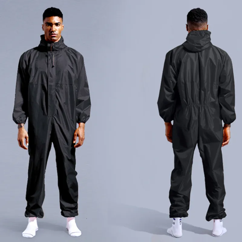 Imperméables Conjoined Raincoat Coverall Hat Vêtements de sécurité au travail Adulte Biker Imperméable pour homme Housse de pluie Chubasquero Hombre Manteau Veste 230612