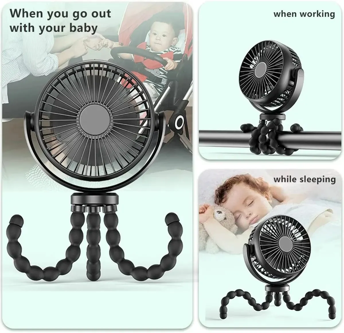 Portable Octopus USB Electric Fan Powered Small Foldable Rechargeable Mini Ventilator Silent Table Outdoor Cooler