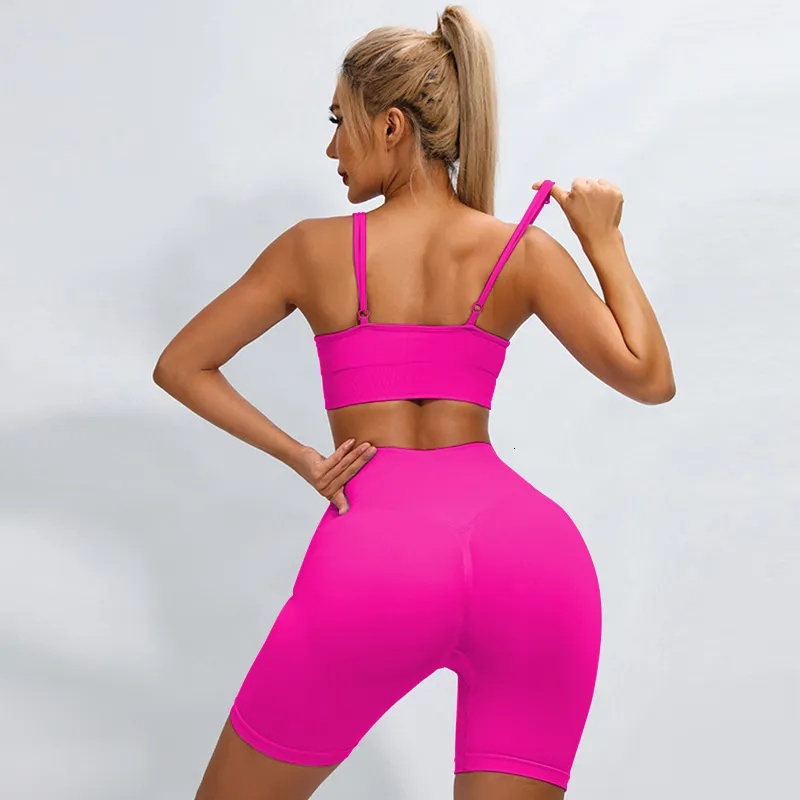 Traje De Yoga De Ropa Deportiva Para Mujeres: Juego Corto Sin