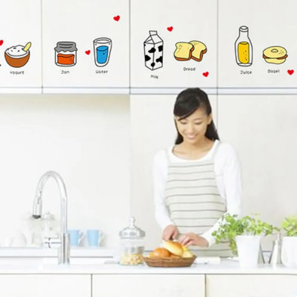 Maruoxuan DIY Çıkarılabilir Duvar Sticker Restoran /Mutfak /Mutfak Alanları Uç /Buzdolabı Sticker Mutfak Duvar Çıkartmaları